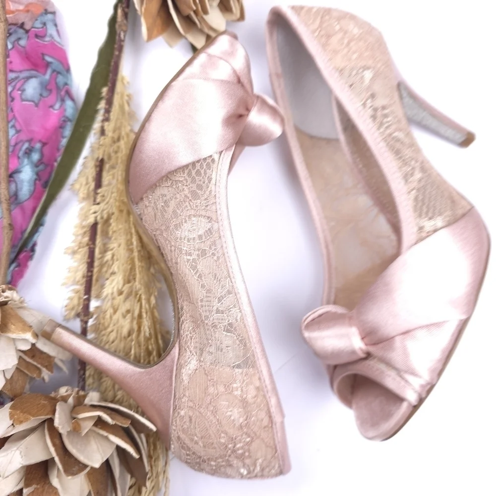 Adrianna Papell Women's Pink Peep-Toe Heels Sz 6m